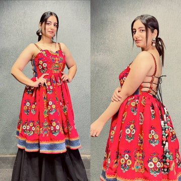 Stylish Cotton Lehenga & Kediya Set with Full Embroidery and Dori Piping