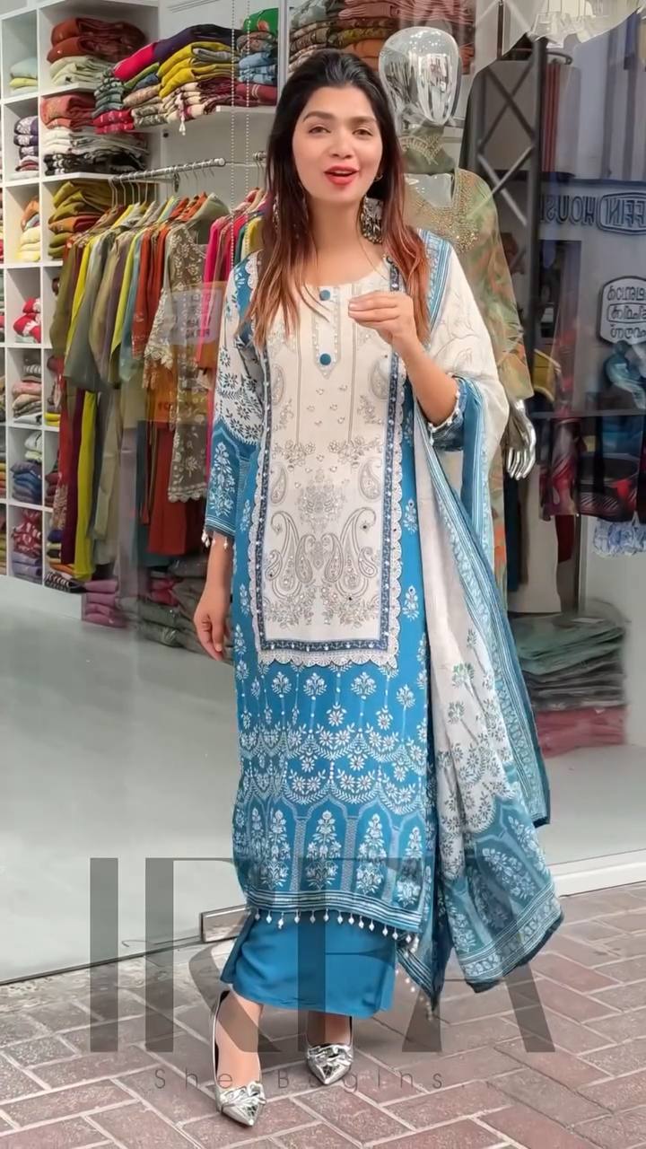 💫 Elegant Mirror Work Chinon Kurta Set With Dupatta 💫