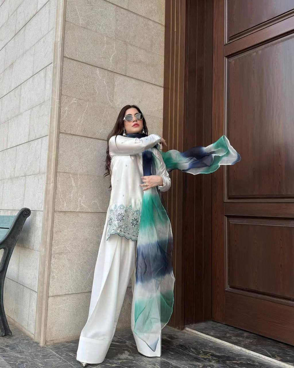 Designer Wear Exclusive Farsi Salwar Suit in Roman Silk with Embroidered Detailing