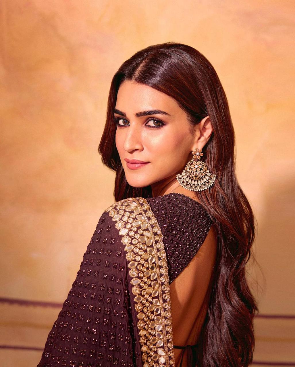Luxury Dark Wine Georgette Saree with Full Sequin & Thread Embroidery