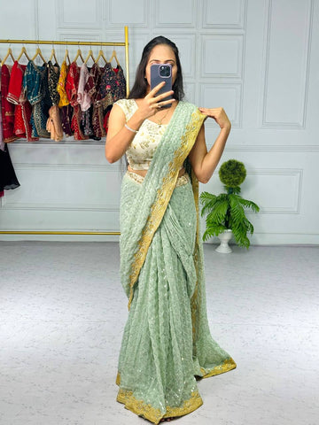 Luxury Georgette Lehenga Saree with 4 Meter Flair & Pallu