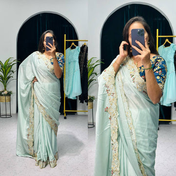 Opulent Silk Embroidered Saree with Thread & Sequins Detailing