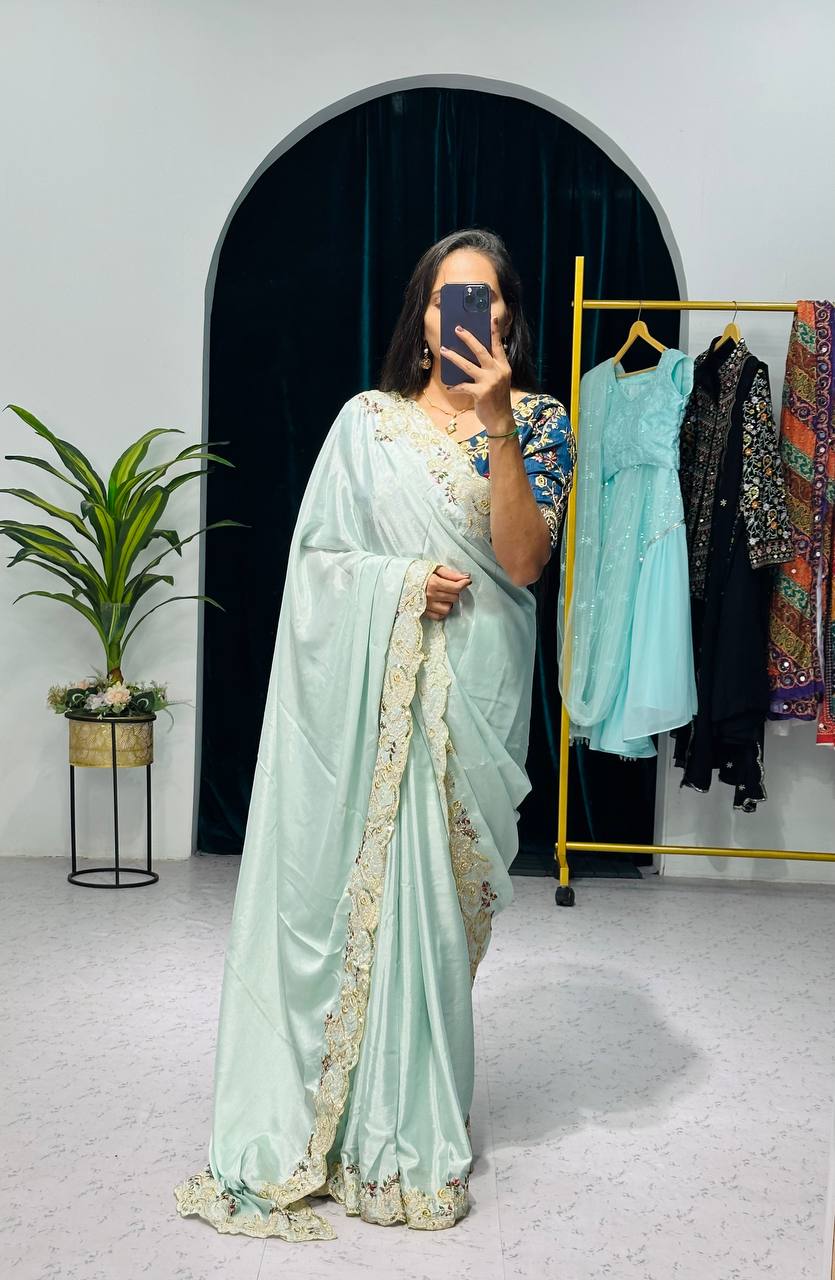 Opulent Silk Embroidered Saree with Thread & Sequins Detailing