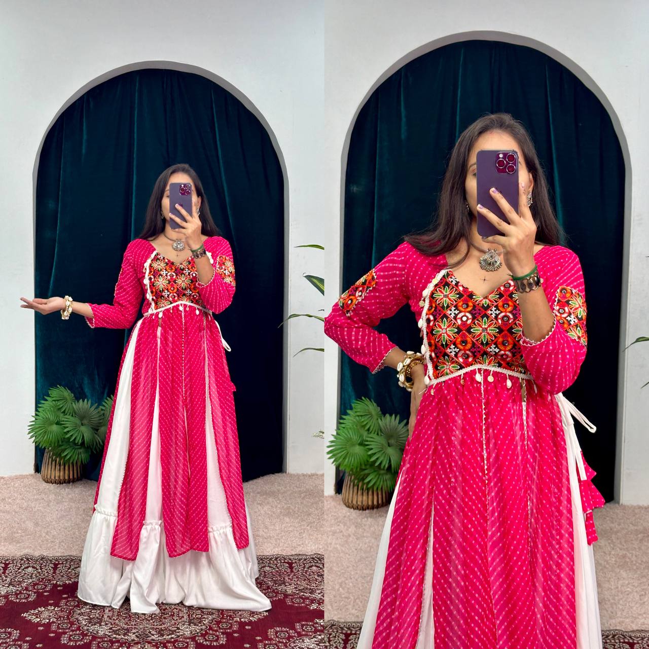 Traditional Embroidered Lehenga Choli Set with Canvas Patta and Lace Border