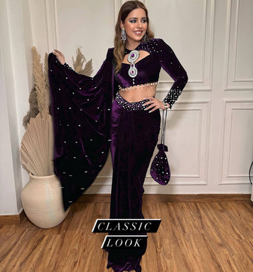 Drape Lehenga Saree (Purple) RT-1082