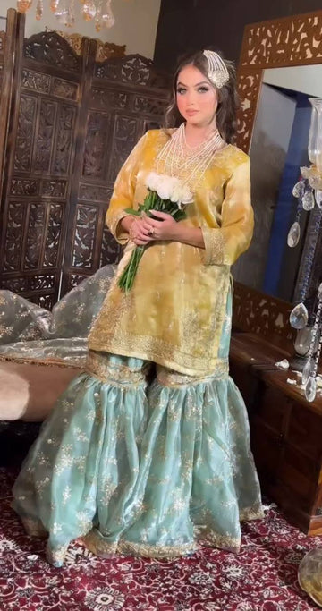 Luxury Jimmy Choo Embroidered Set with Dupatta & Bottom